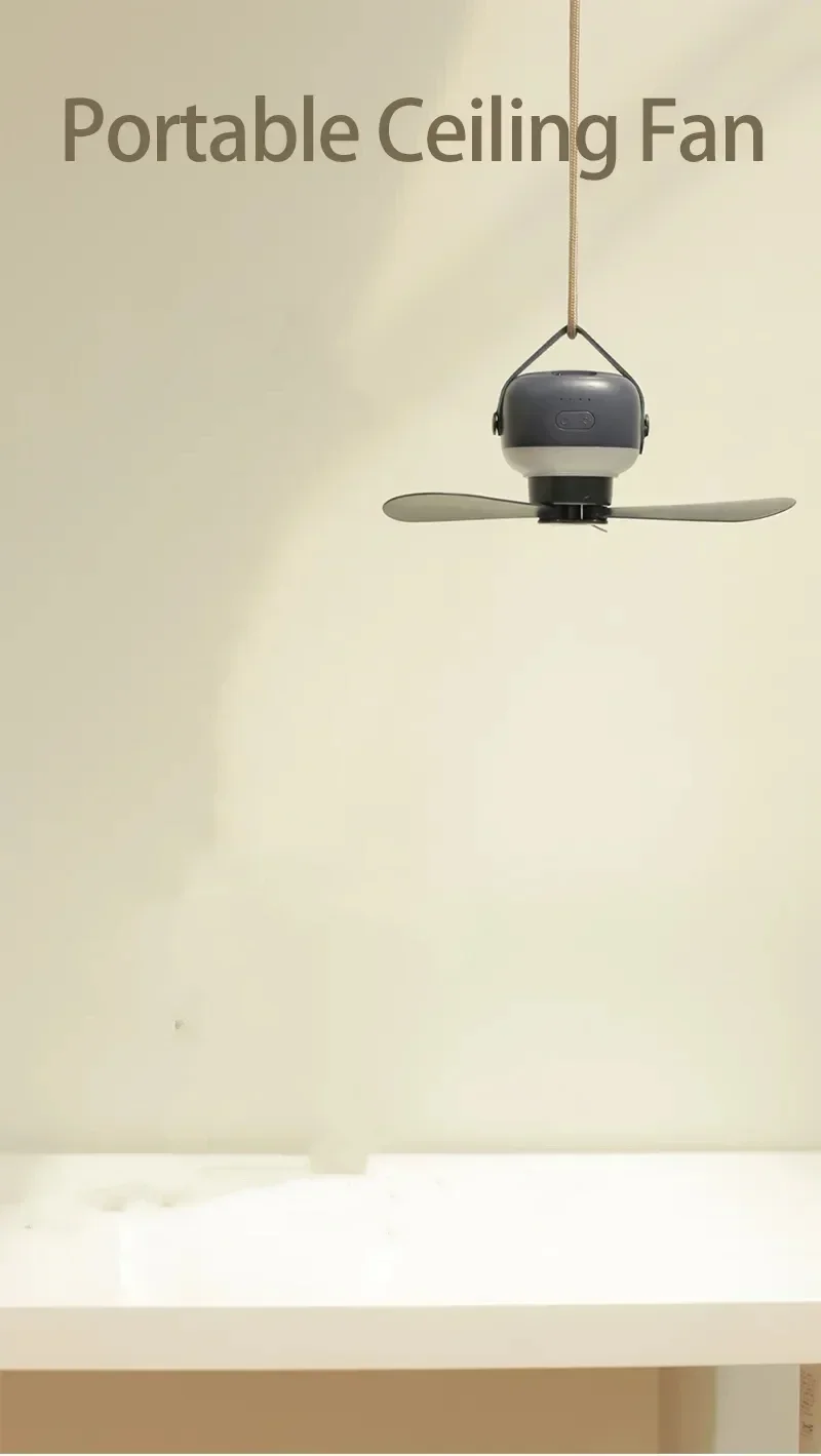 Tragbarer Kabelloser Mini-Deckenventilator mit Licht USB Fernbedienung Stehlampe Nachtlicht für Zuhause Outdoor Camping - Neujahrsgeschenkidee – Detail 6