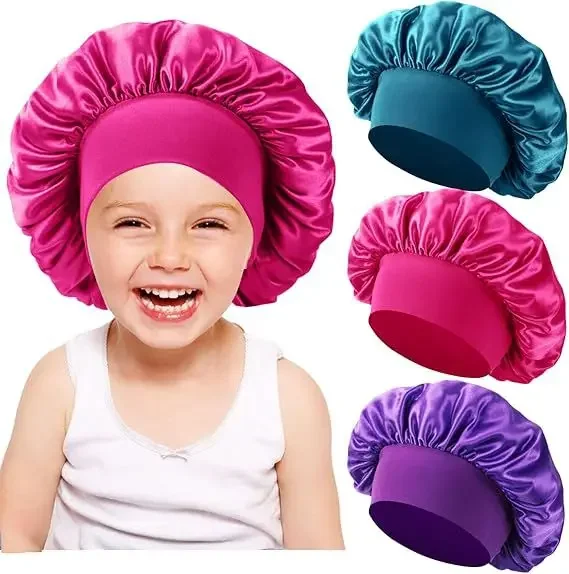 Children's Wide Edge High Elasticity Sleeping Cap Baby Sleeping Hair Care Cap Baby Shower Caps Child Solid Color Small Round Cap