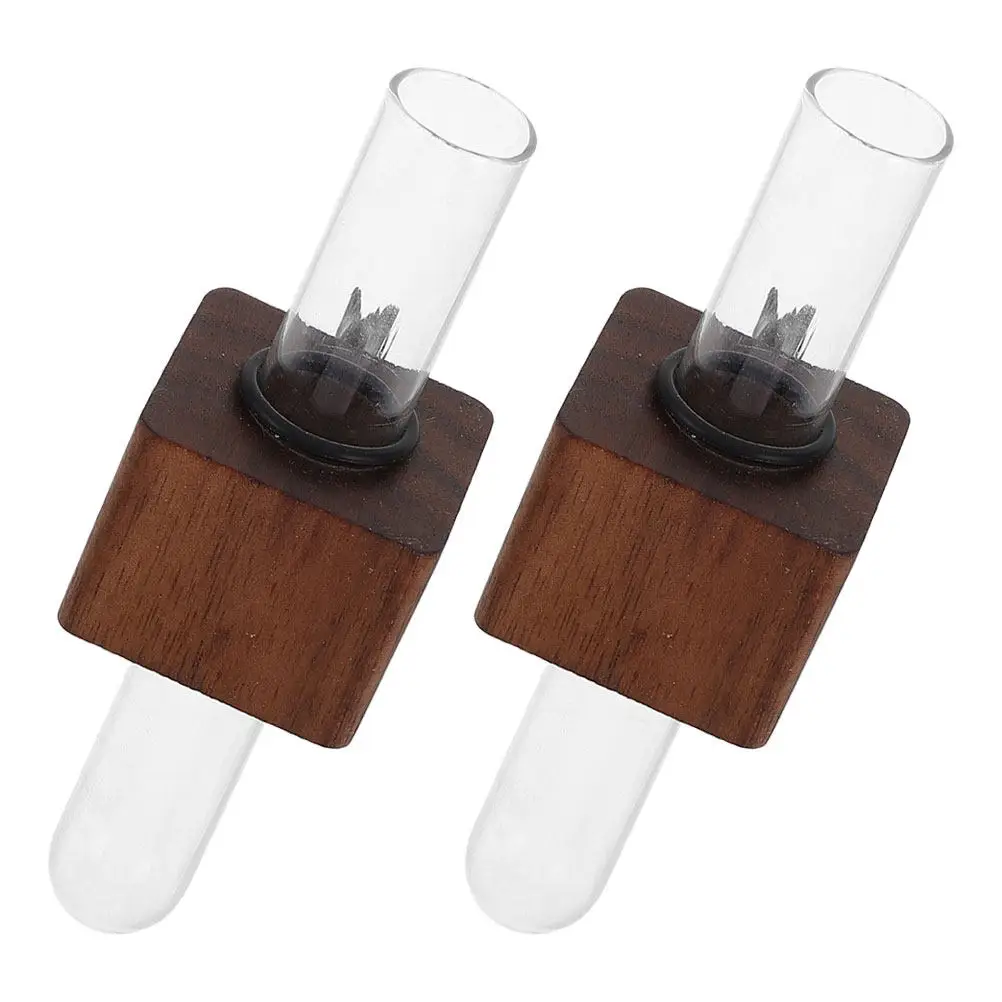 

2Pcs Car Interior Vase Glass Test Tube with Wood Stand Clip for Air Vent Removable Flower Holder Decor Auto Accessories