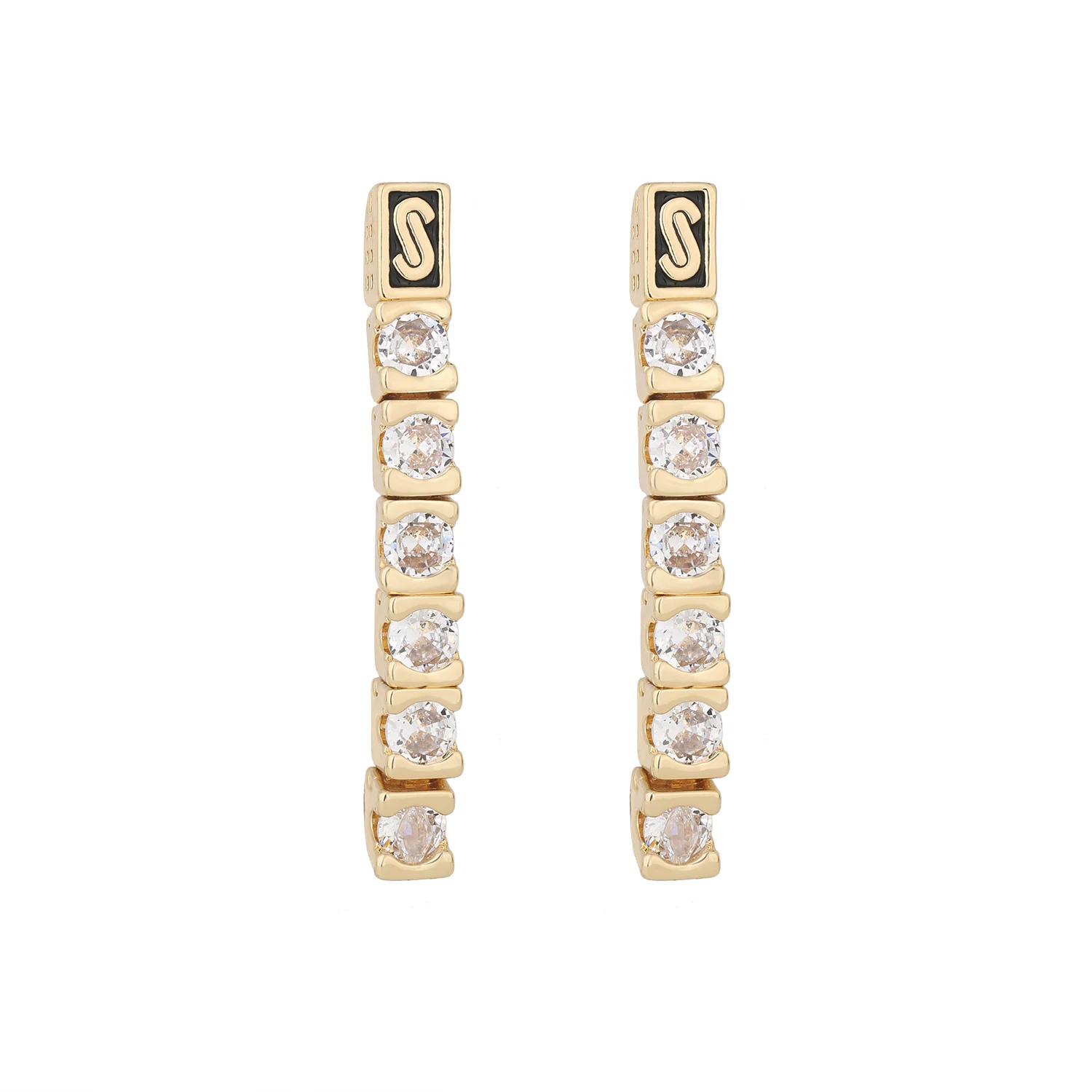 Girls Long Tennis Chain Stud Earrings Paved Cubic Zirconia Decorative End Dangle Earrings Fashion Daily Shopping Jewelry Gift