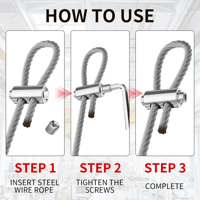 Penjepit logam yang dapat disesuaikan 2-3mm, penjepit kabel baja tahan karat, cocok untuk penjepit tali 2-3mm, tanaman pot/gantungan gambar