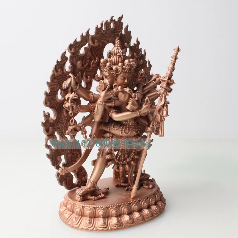 11cm Red copper Carving Khorlo Demchog Chakrasamvara Cakrasamvara Buddha statue sculpture