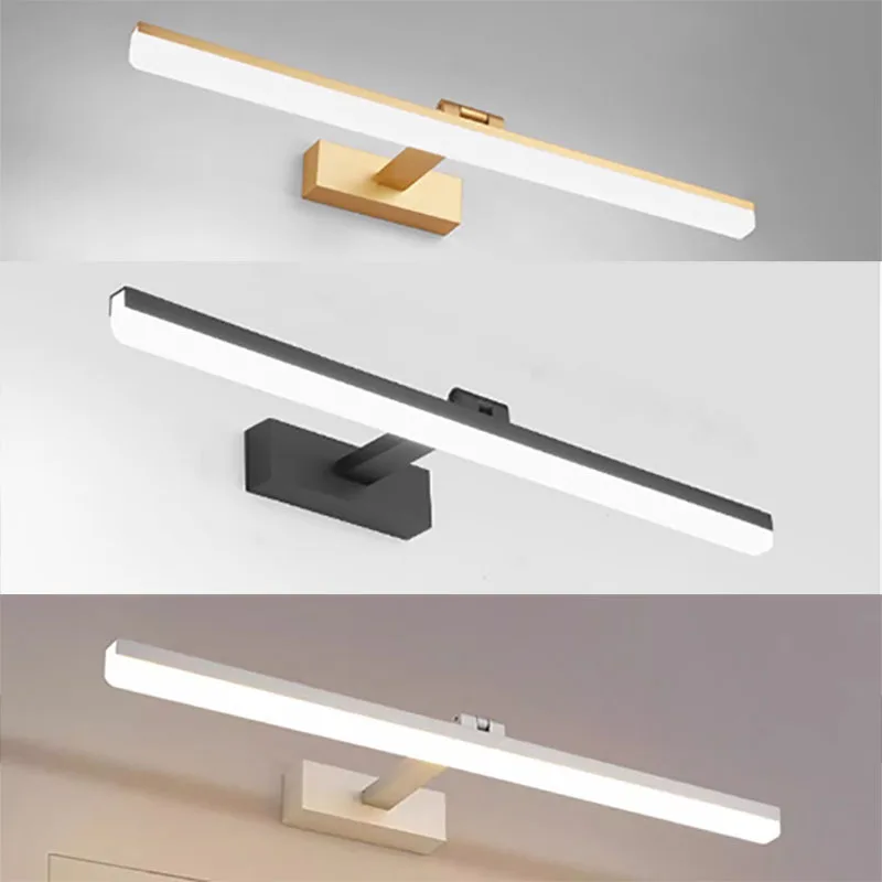 Акриловая минималистичная полоса, зеркальная фара, светодиодная лампа для ванной комнаты, настенный светильник без перфорации, туалетный столик для макияжа, зеркальный светильник