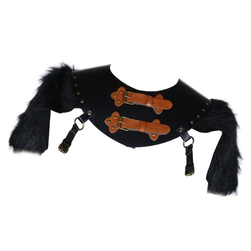 Średniowieczny naramiennik ze skórzanym kołnierzem szal dla mężczyzn, średniowieczny skórzany kołnierz naramiennik kostium DXAA