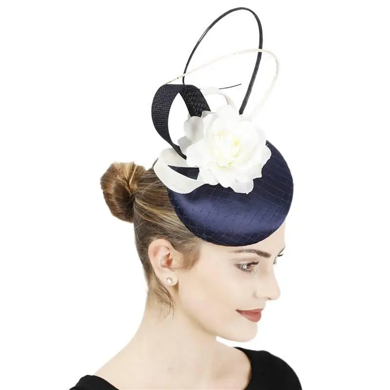 New handmade linen headwear for brides personal photo props satin top hats tea party horse racing hair accessories head clips