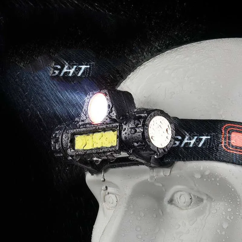 Led Mini Headlamp Strong Light Multi-functional Dual Light Source Magnetic Attraction Outdoor Usb Charging Fishing