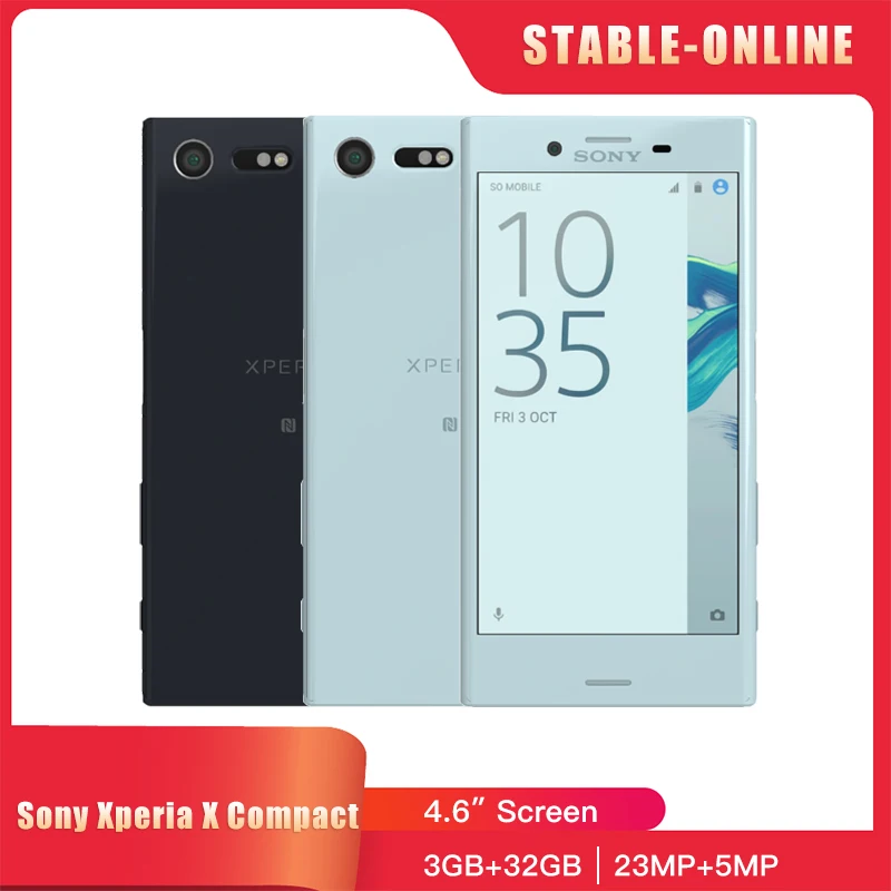 Sony Xperia X Compact F5321 SO-02J 4G LTE Mobile Phone Fingerprint 4.6'' 3GB+32GB 23MP+5MP Snapdragon 650 Octa-Core SmartPhone