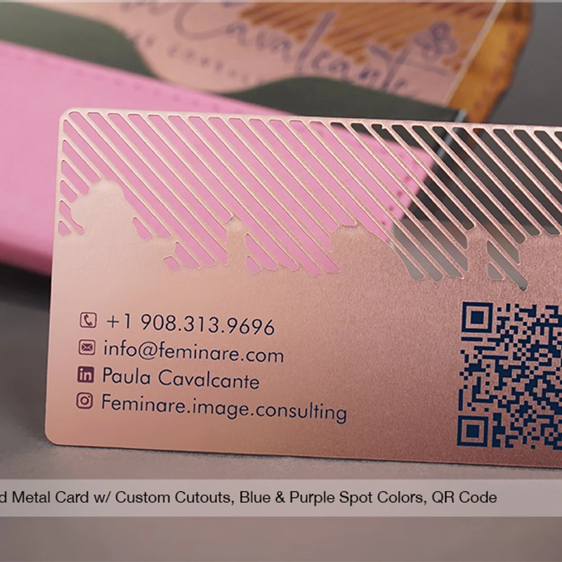 

Hollow stainless steel electroplated rose gold card metal business card design and production