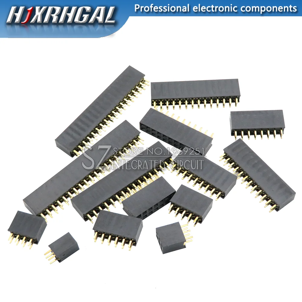 10PCS Double Row Pin Female Header Socket Pitch 2.54mm 2*2p 3PIN 4PIN 5PIN 6PIN 7PIN 8PIN 9PIN 20PIN Connector