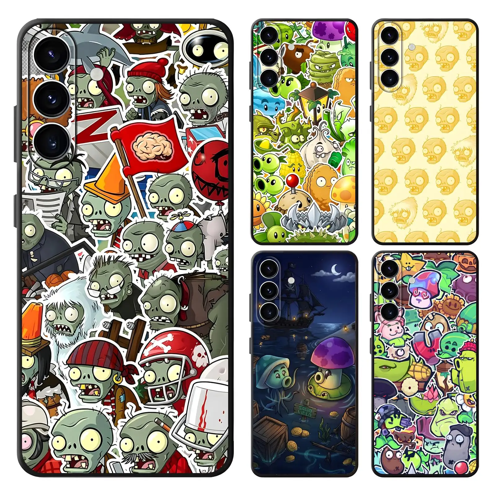 Phone Case For Samsung A57 A56 A37 A27 A17 A36 A26 A55 A35 Anti-Drop Soft Black Case HOT game P-Plants vs. Z-Zombies cool