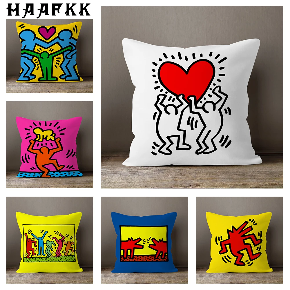 

Popular Graffiti Art Decorative Cushion Cover Soft Short Plush Velvet Pillow Case Polyester Pillowcase