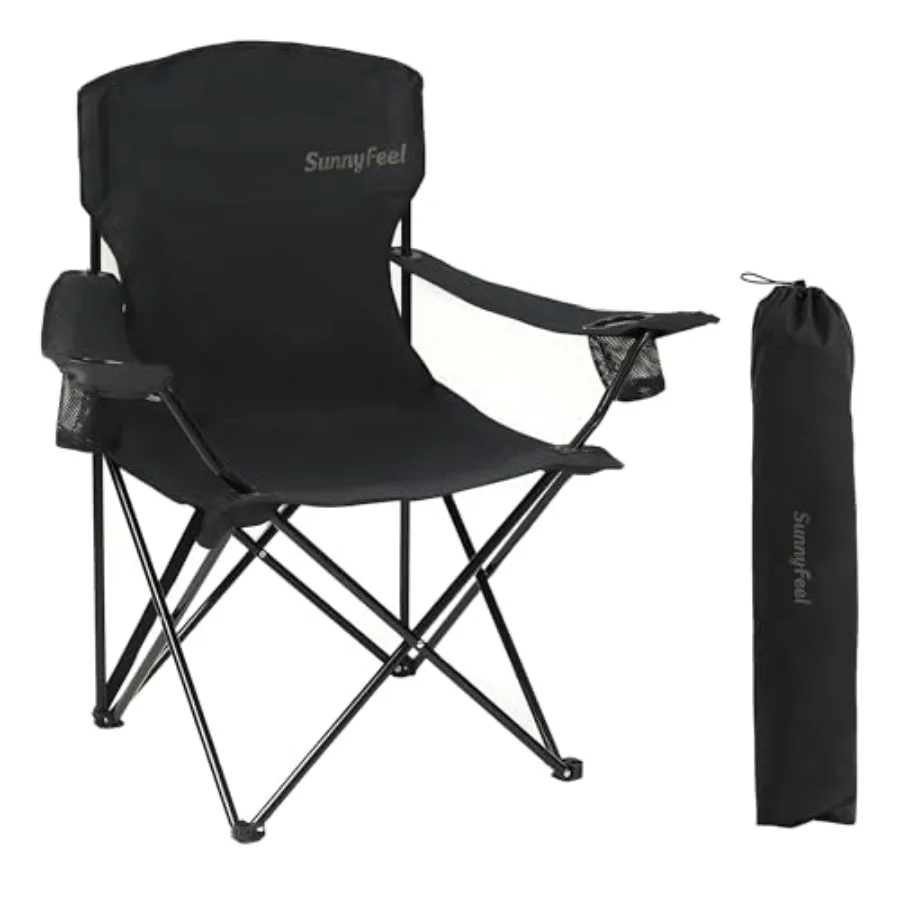 

Портативное кресло для кемпинга с боковыми карманами и подстаканником, грузоподъемность 300 фунтов, мягкое, с сумкой для переноски, отлично подходит для отдыха на природе