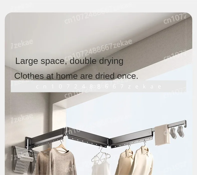 Foldable balcony home clothes drying pole wall mounted