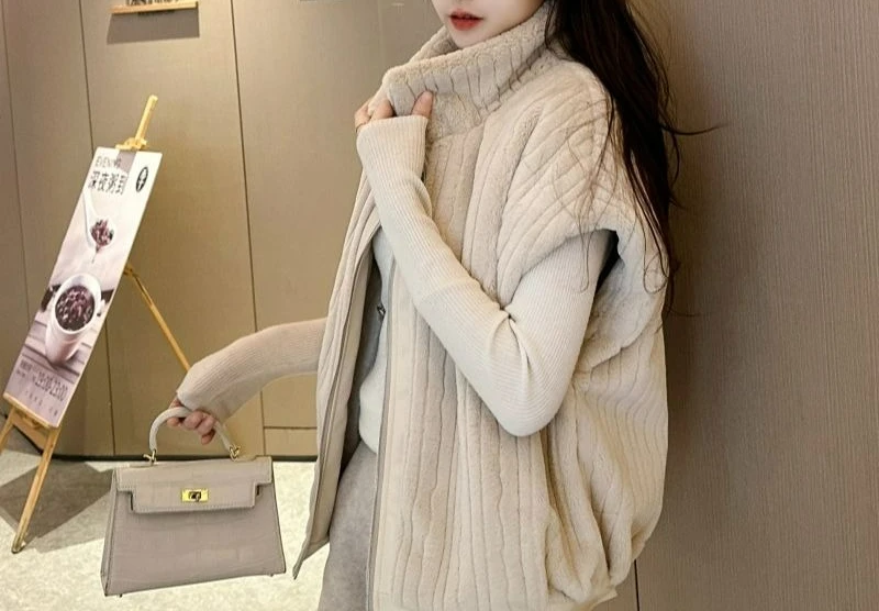2025 New Spring and Autumn Winter Imitation Mink Fur Lapel High-end Casual Zipper Fur Vest Jacket