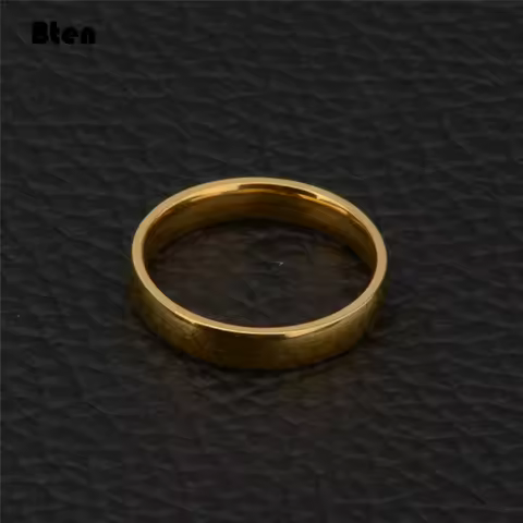 Bten High quality 4mm Wholesale Simple Ring Fashion Gold Silver Color Ring Men's and Women's Exclusive Couple Wedding Ring