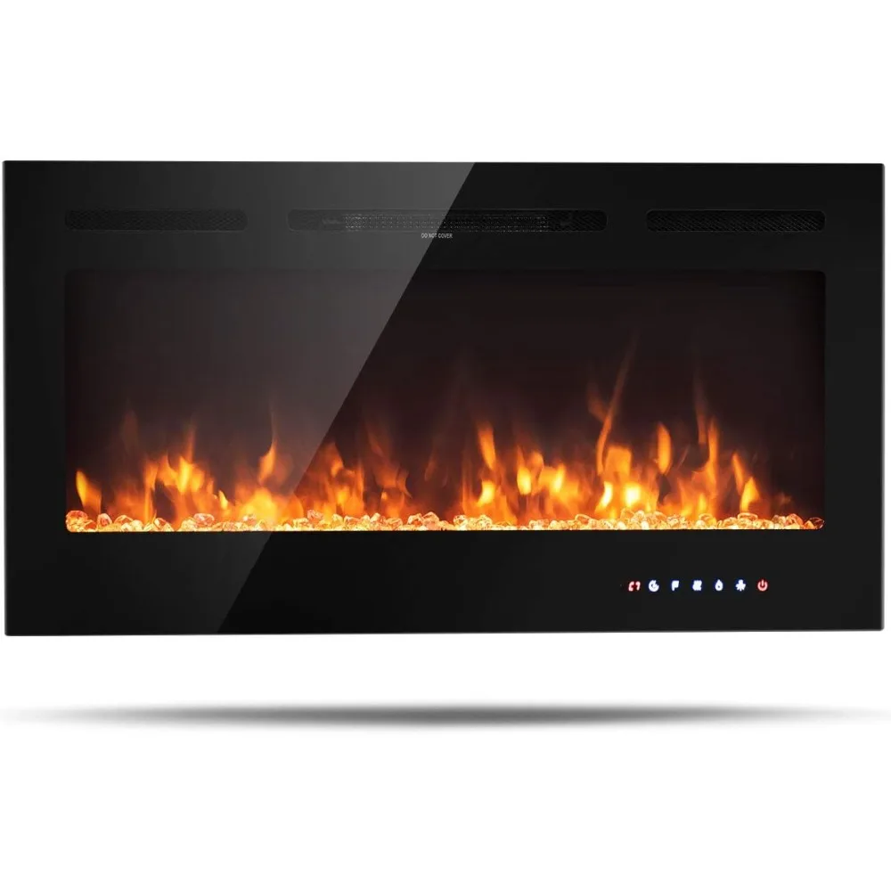 

40 inches Electric Fireplace Insert with Thermostat in-Wall Recessed and Wall Mounted 1500 W Faux Fireplace,Touch Screen Control