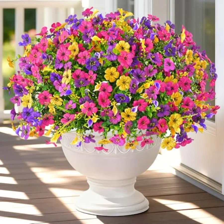 

Artificial Flowers for Outdoors 38 Bundles Faux Plants UV Resistant Fake Flowers Outdoor Garden Decor in Various Colors