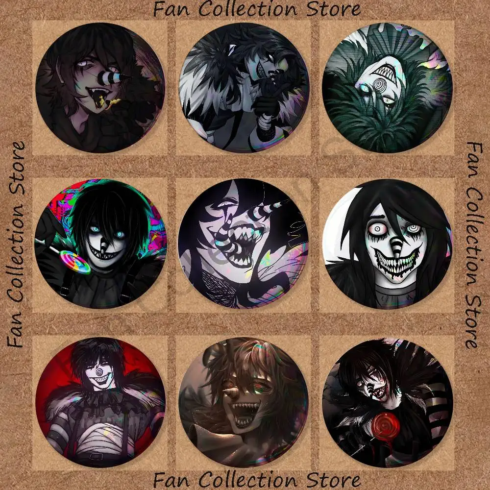 C-Creepypasta Laughing Jack Enamel Pins Cartoon Characters Badge Fashion Jewelry Accessories Round Snap-in Brooch on Backpack