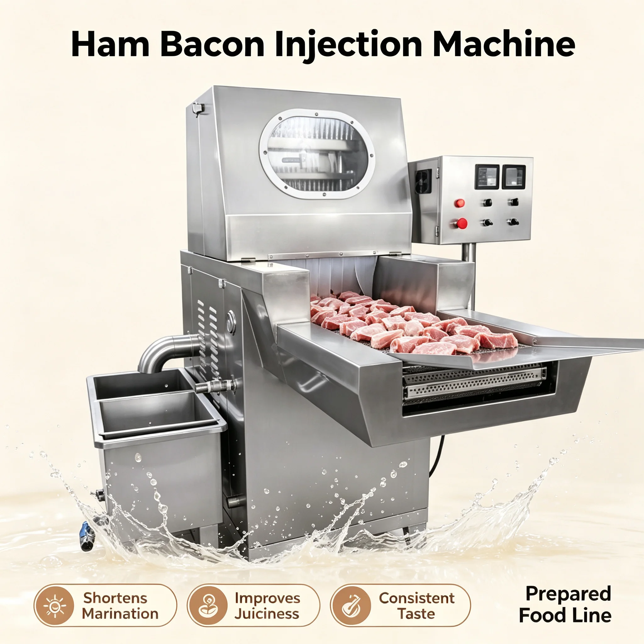 Food Processing Brine Injector Machine Automatic Meat Salt Water Injection Machine Customized