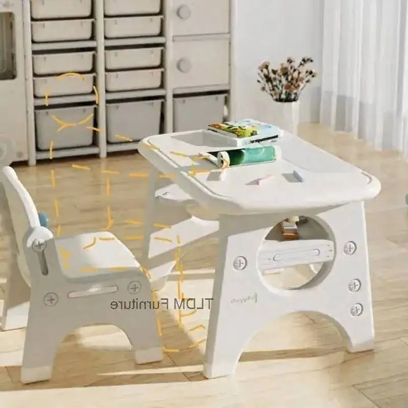 الجدول البلاستيك أثاث الأطفال دراسة طاولة التعلم للأطفال المنزل رياض الأطفال لعبة مكتب للأطفال وكرسي مجموعة لعبة مكتب p #1