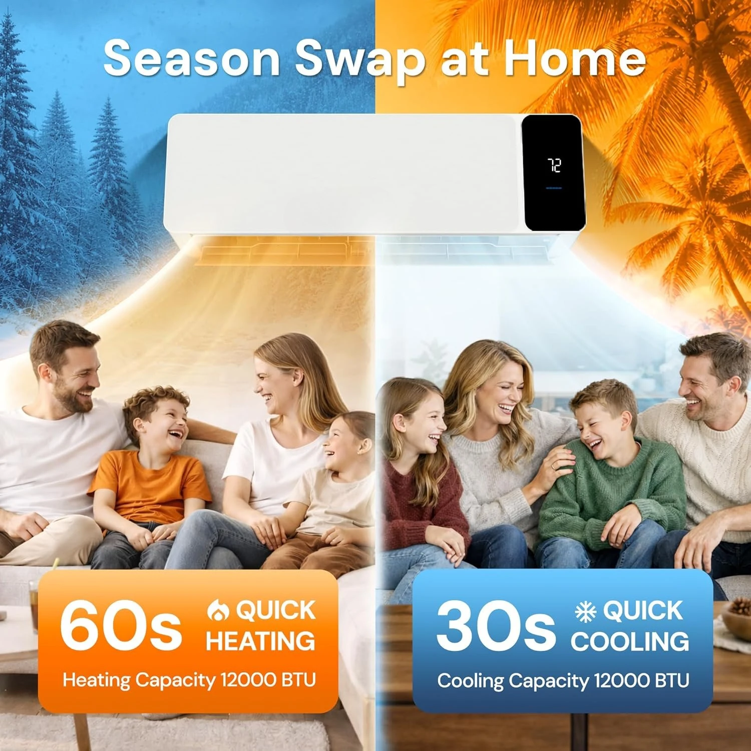 

12000 BTU Mini Split Air Conditioner Heat Pump 230V 20 SEER2 Ductless Inverter System Alexa WiFi Compatible Customized