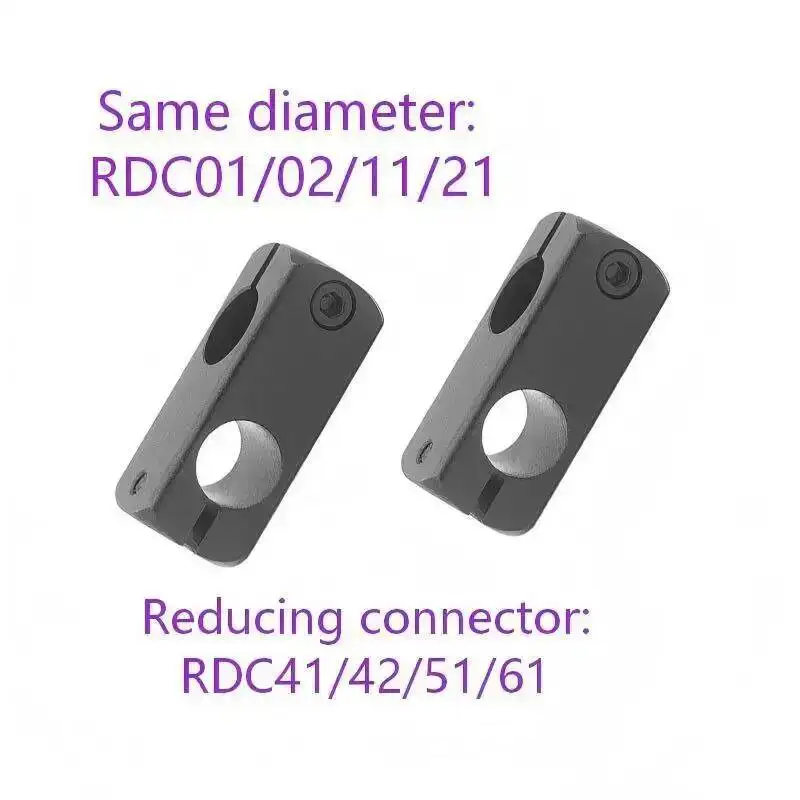 1pcs RDC11 RDC51 KDSTR Smooth Shaft Cross Clamp Equal Unequal Diameter Support Fixed Fastener Connector