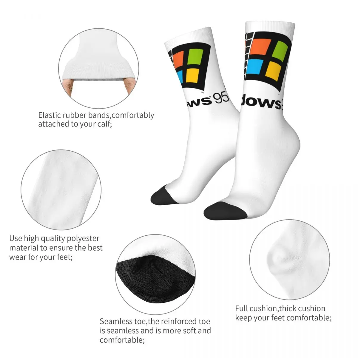 Socks Windows 95 Vaporwave Product for Male Cozy Printed Socks All Seasons Best Friend Gifts