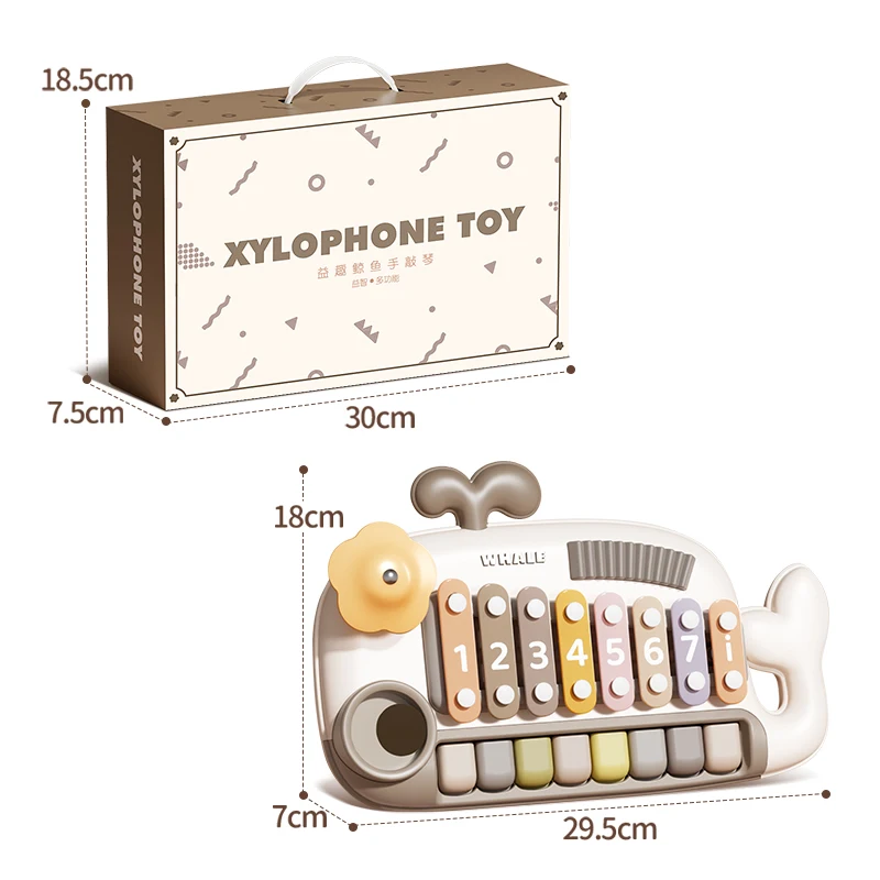Crianças instrumentos musicais baleia xilofone piano brinquedo com tambor gong para crianças 3 anos educacional desenvolvimento sensorial presente