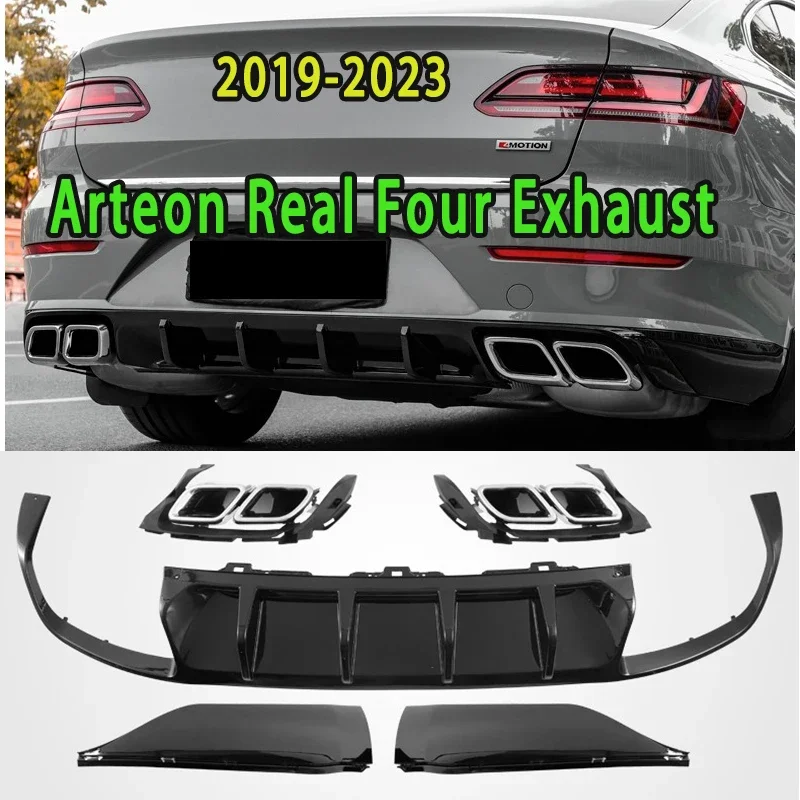 For VW Arteon Four Exhaust Stainless Steel Exhaust 2018  2019 2021 2022 2023 Arteon Rline Rear Spoiler Body Kit Car Accessories