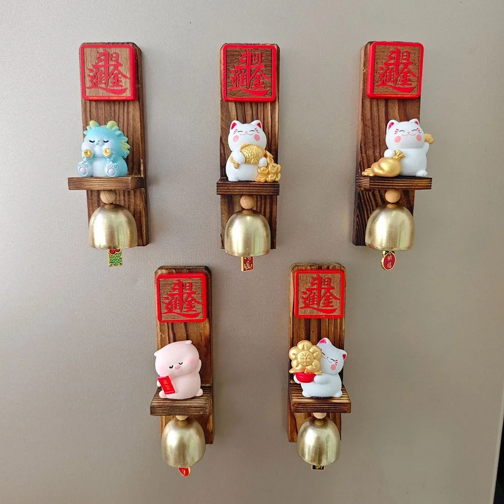 Hanging Decorative Wooden Door Bell Door Opening Magnetic Fridge Magnet Japanese Style Delightful Sound Shopkeepers Bell Fridge