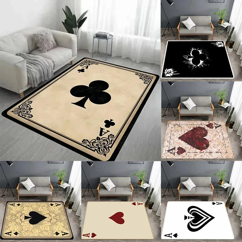 1pc Retro Playing Card Designs DoorMat, Non-slip Carpet, Suitable for Living Room, Bedroom, Bathroom, Holiday Home Decoration