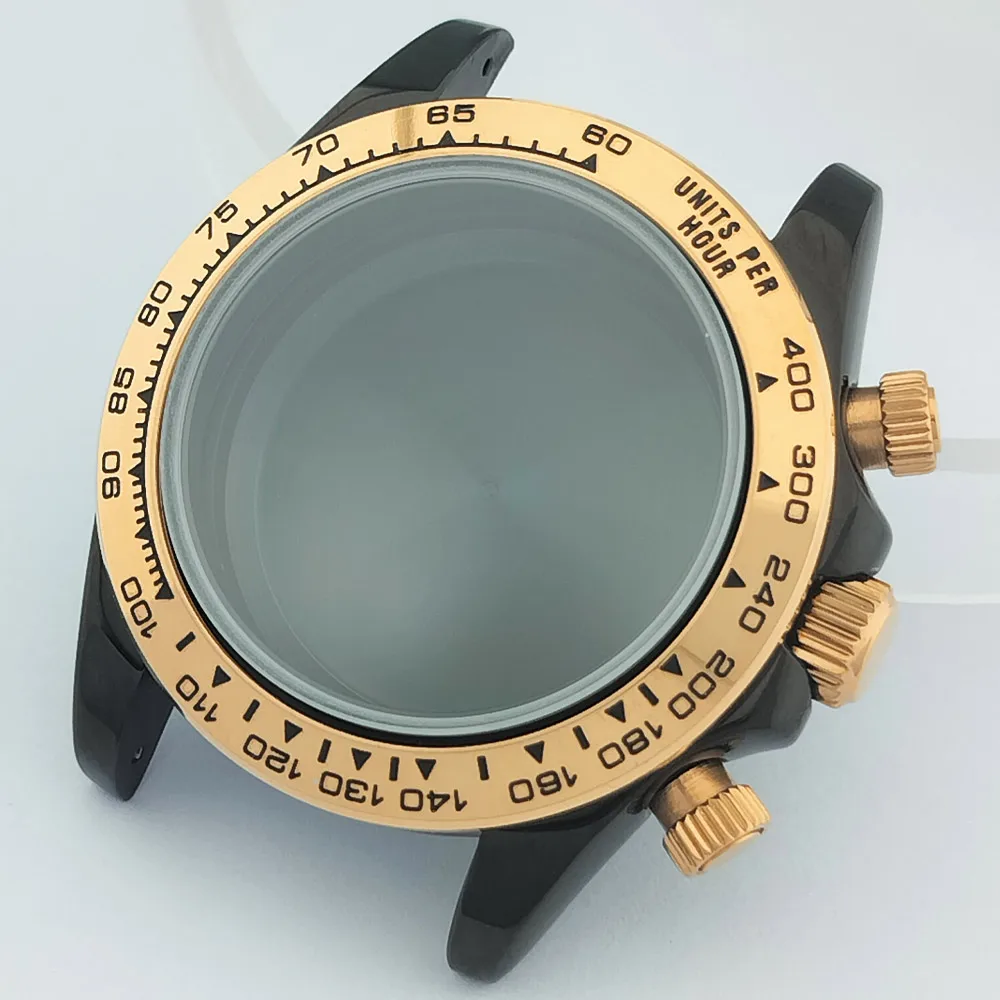 39-mm-Uhrenarmband aus Metall für Herren, passend für das VK63-Uhrwerk, mit Saphirglas, in den Farben Silber, Roségold und Schwarz, Uhrenzubehörteile. – Detail 38