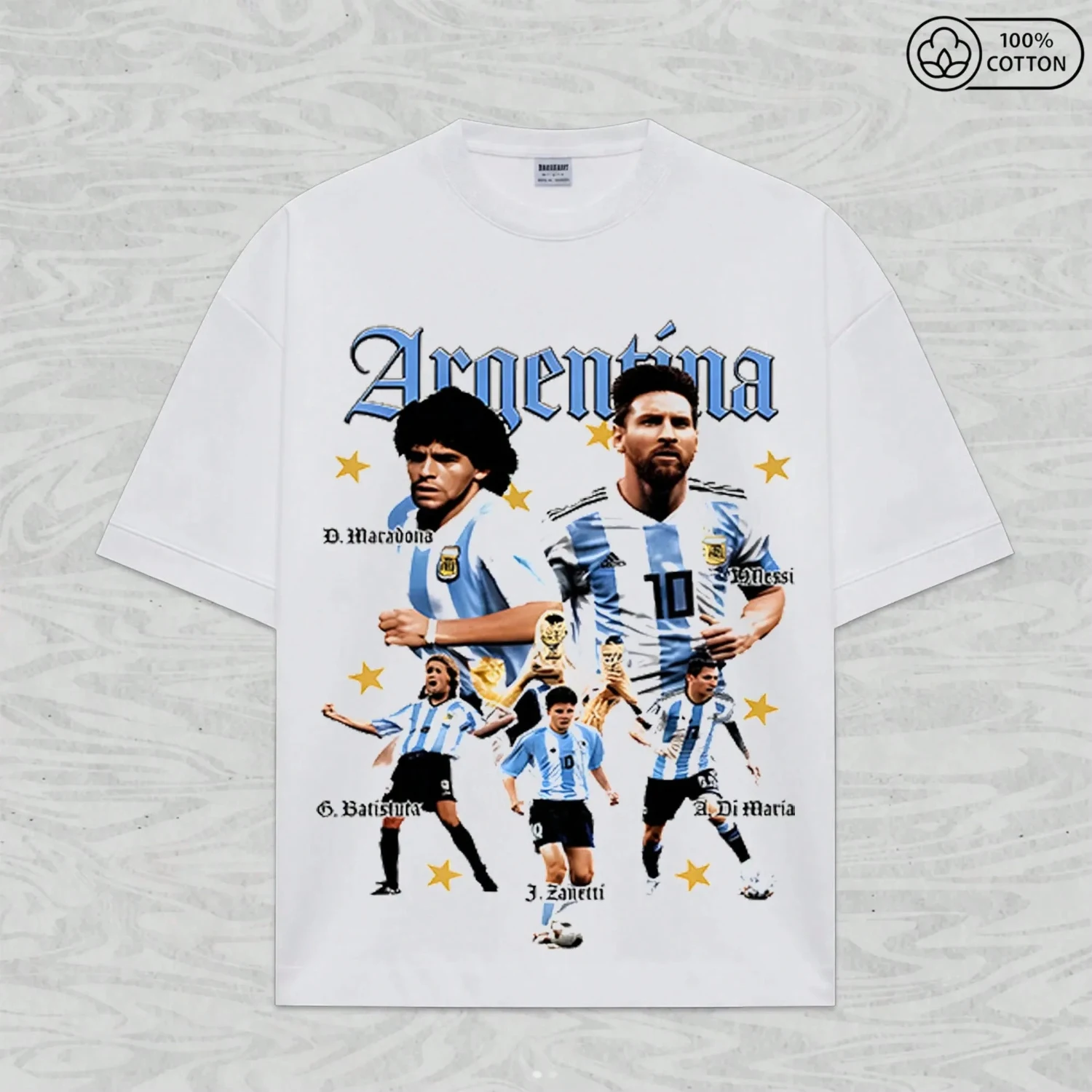 Herren Sommer Messi Argentinien Tribute T-Shirt Rundhals Kurzarm Vintage Sport Casual Street Top Fußball-Fans Tägliches Outfit – Detail 5