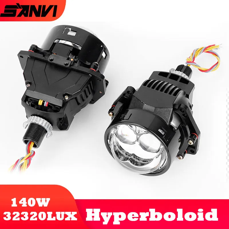 SANVI 2PCS S13 60W 6000K Dual Hyperboloid Bi LED Projector Lens 3R G5 H4 h7 9005 9006 Auto Projector Lens LHD Headlight