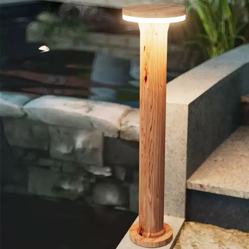 Outdoor Waterproof IP65 Lawn Lights Household Landscape Wood Grain Light Garden Grass Courtyard Aluminum Round Stigma Lamp