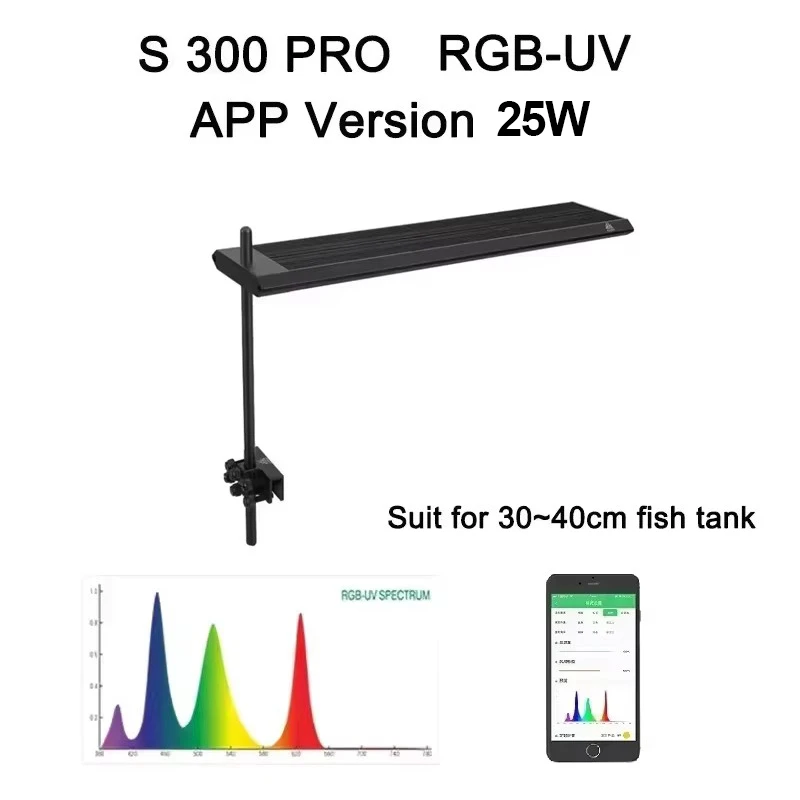 Aquarium WEEK AQUA S Series LED Full Spectrum Fish Tank Clamp Light with Remote Control for Aquatic Fish Plant Growth