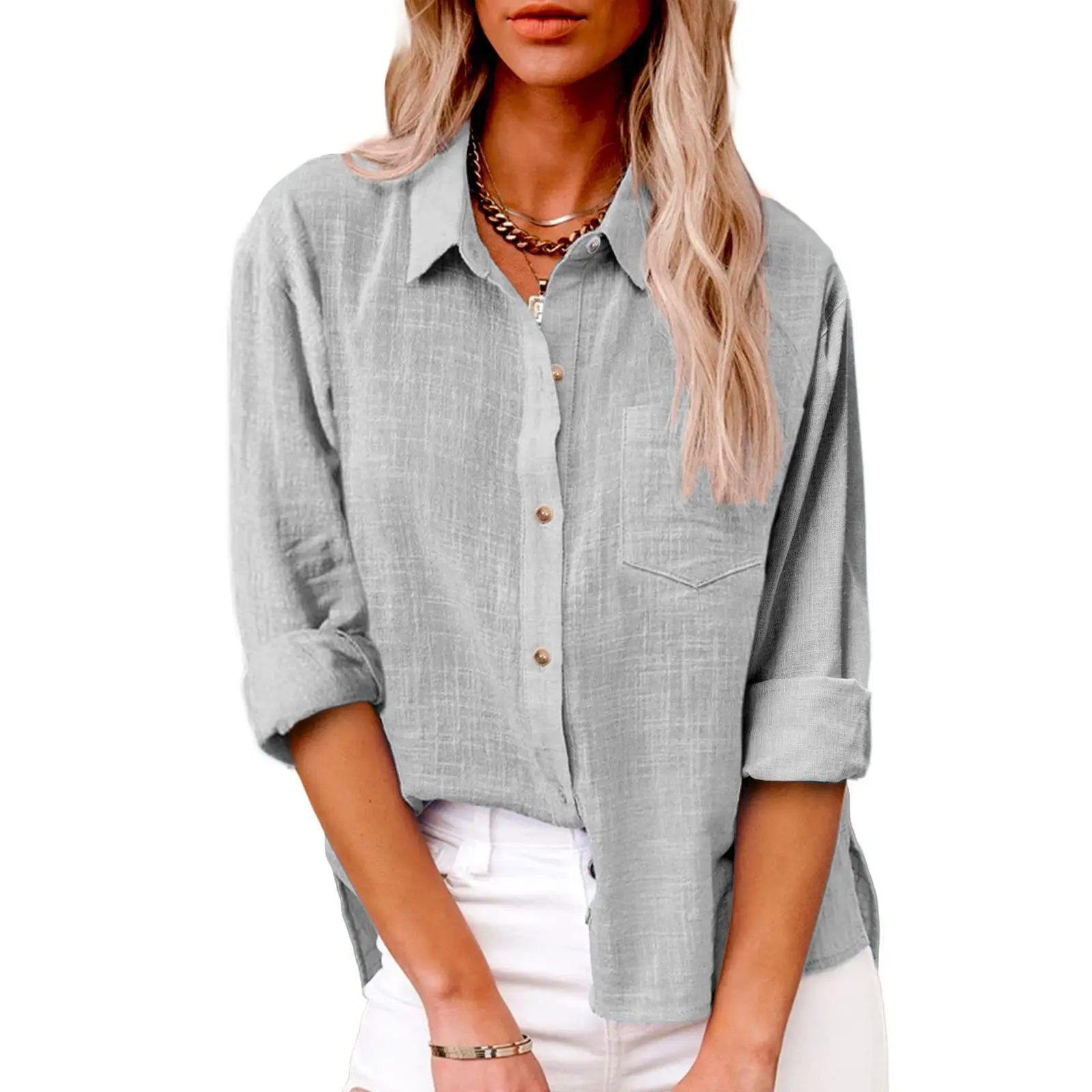 Women\'s Blouse Casual Shirt Tops 2025 Spring Women Cotton Linen  Long Sleeve Shirts Женский Топ Camicette Donna Estive Chemise