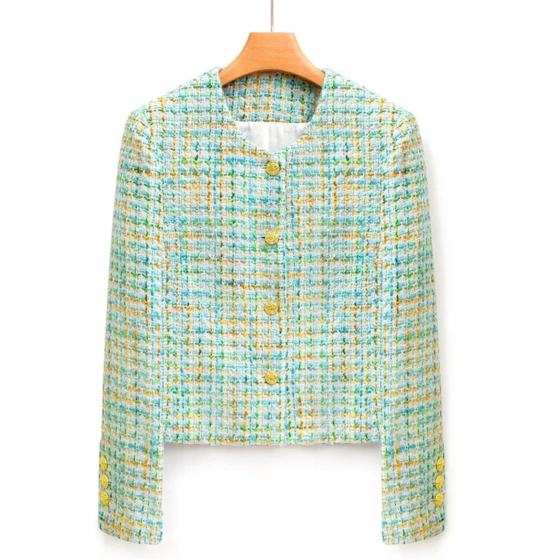 

Женская куртка 2023, весеннее новое пальто Xiaoxiangfeng, куртки женского плетения, грубая шерстяная короткая свободная верхняя одежда с длинными рукавами, женские пальто