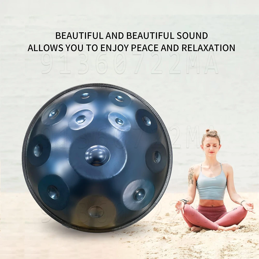 432Hz/440Hz 12 note handpan drum dark blue 22 inch tambor yoga meditation instrument music drum beginner steel tongue drum