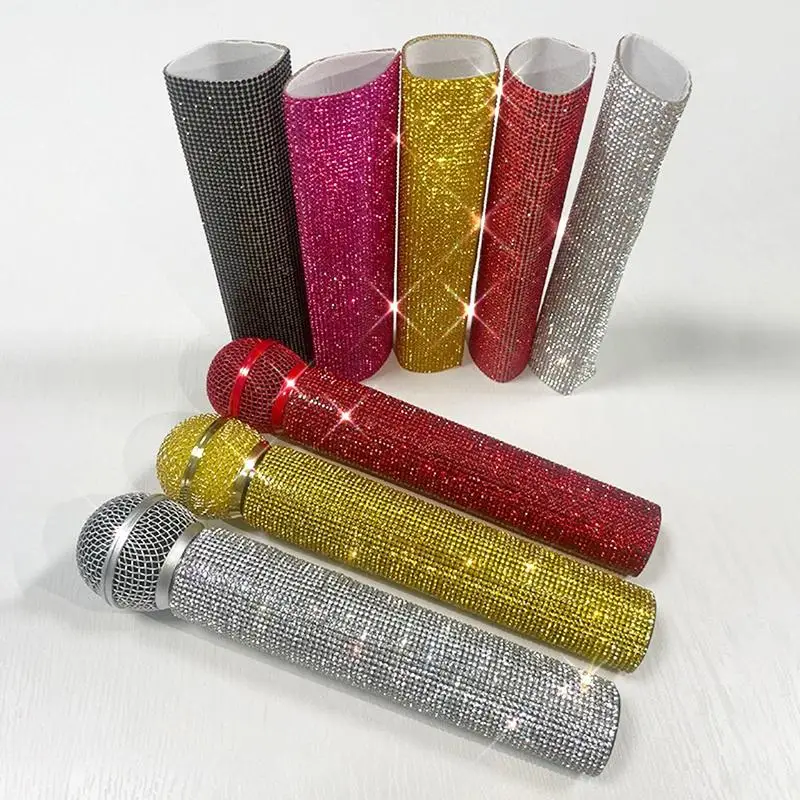 Wireless Microphone Handle Cover 1Pcs Sparkly Rhinestones Bling Decorative Sleeve for Professional Stage Events