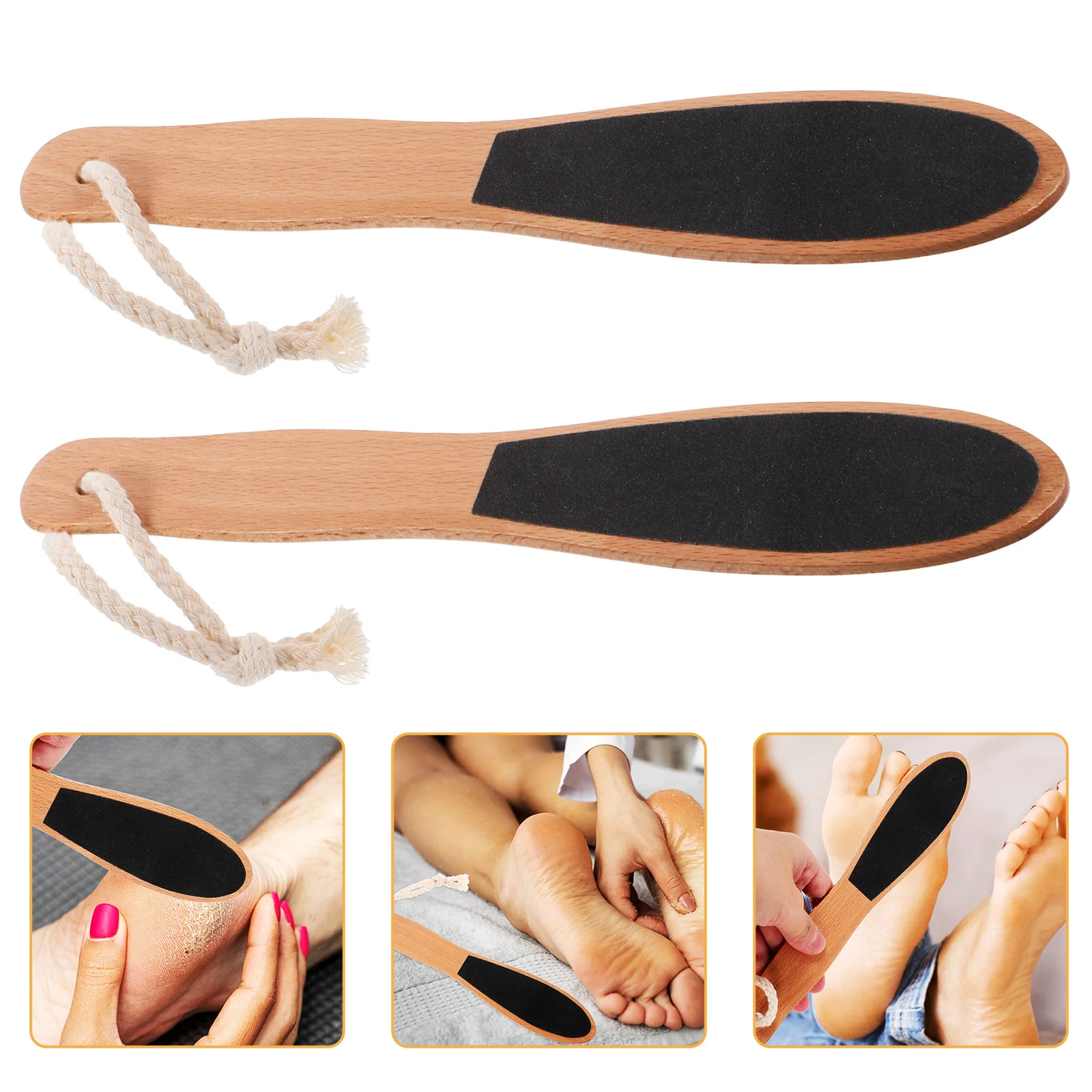 

2pcs Foot Files With Wooden Handle Exfoliating Scrub For Callus Removal Pedicure Tool Dead Skin Remover Foot Care Rasp