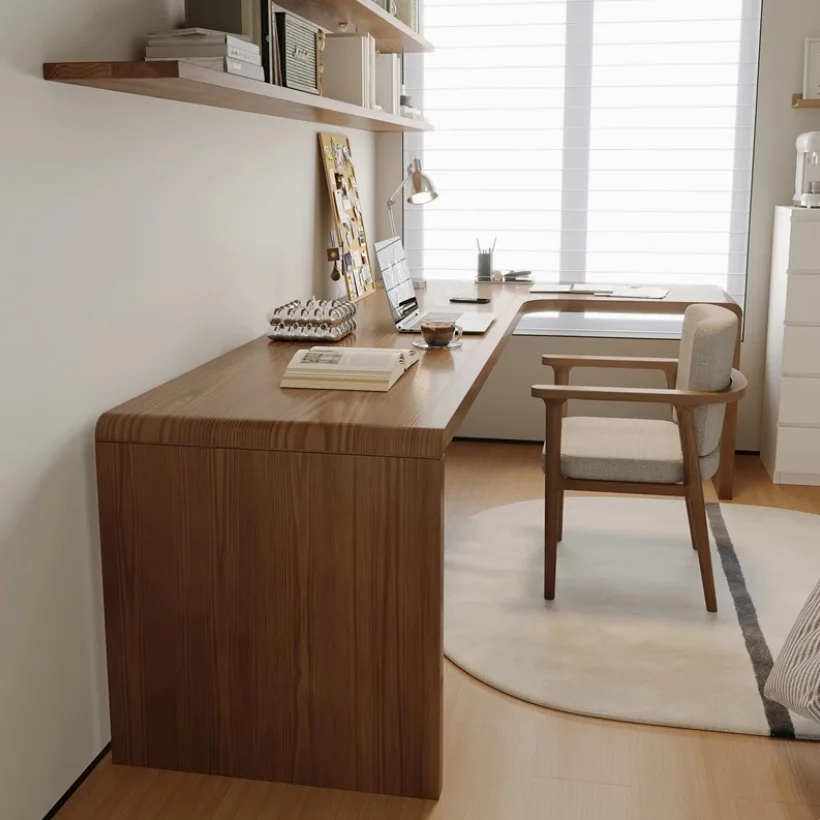 HYS simple all-solid wood desk household corner computer table student study writing table bedroom corner workbench
