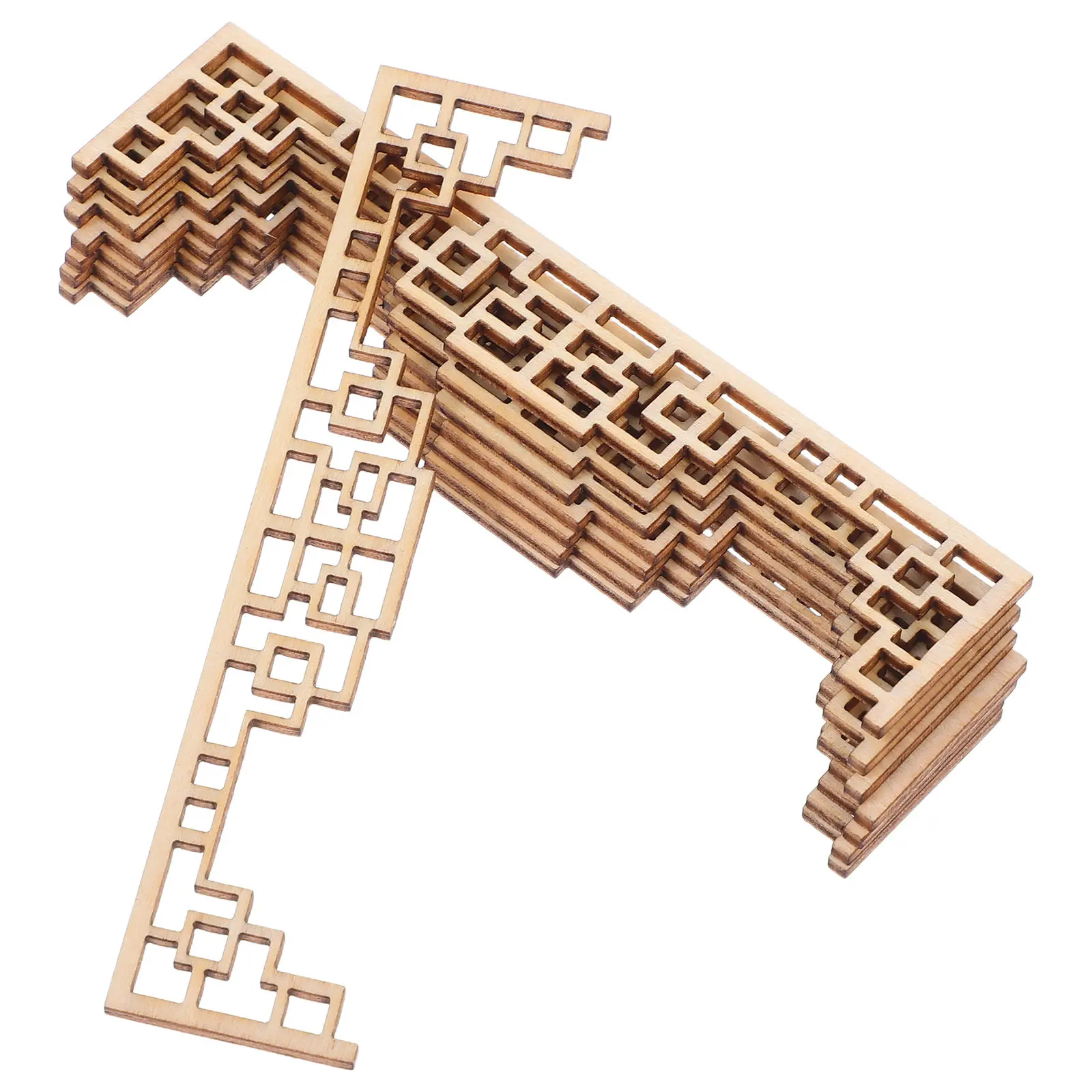 

8Pcs Chinese Style Miniature Wood Screen Architectural Sand Table Decor Mini House Windows Screen Unfinished for Dollhouse
