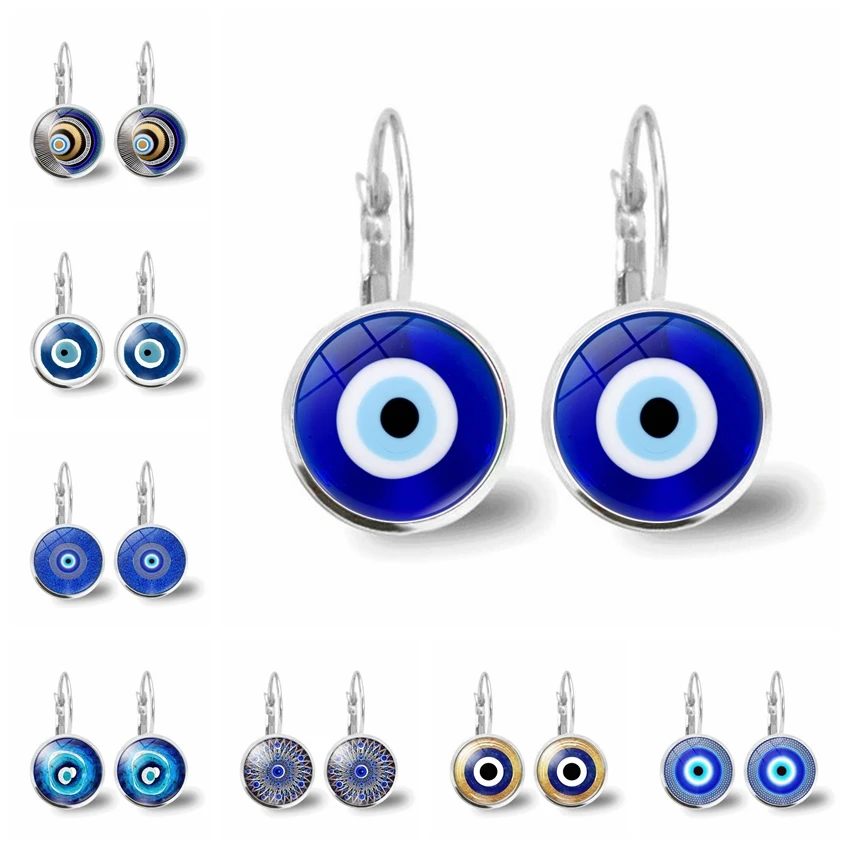 Popular Jewelry Glass Pendant Alloy Earrings Demon Eye Earrings Türkiye Blue Eye Glass Jewelry Fashion Versatile Gift for Friend