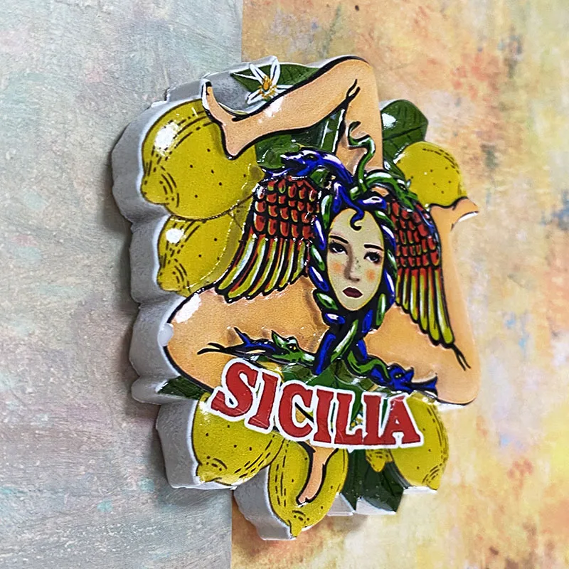 Sicily, Mythological Medusa 3D refrigerator magnets, Italian lemon souvenirs, ‌ home decoration items collection crafts