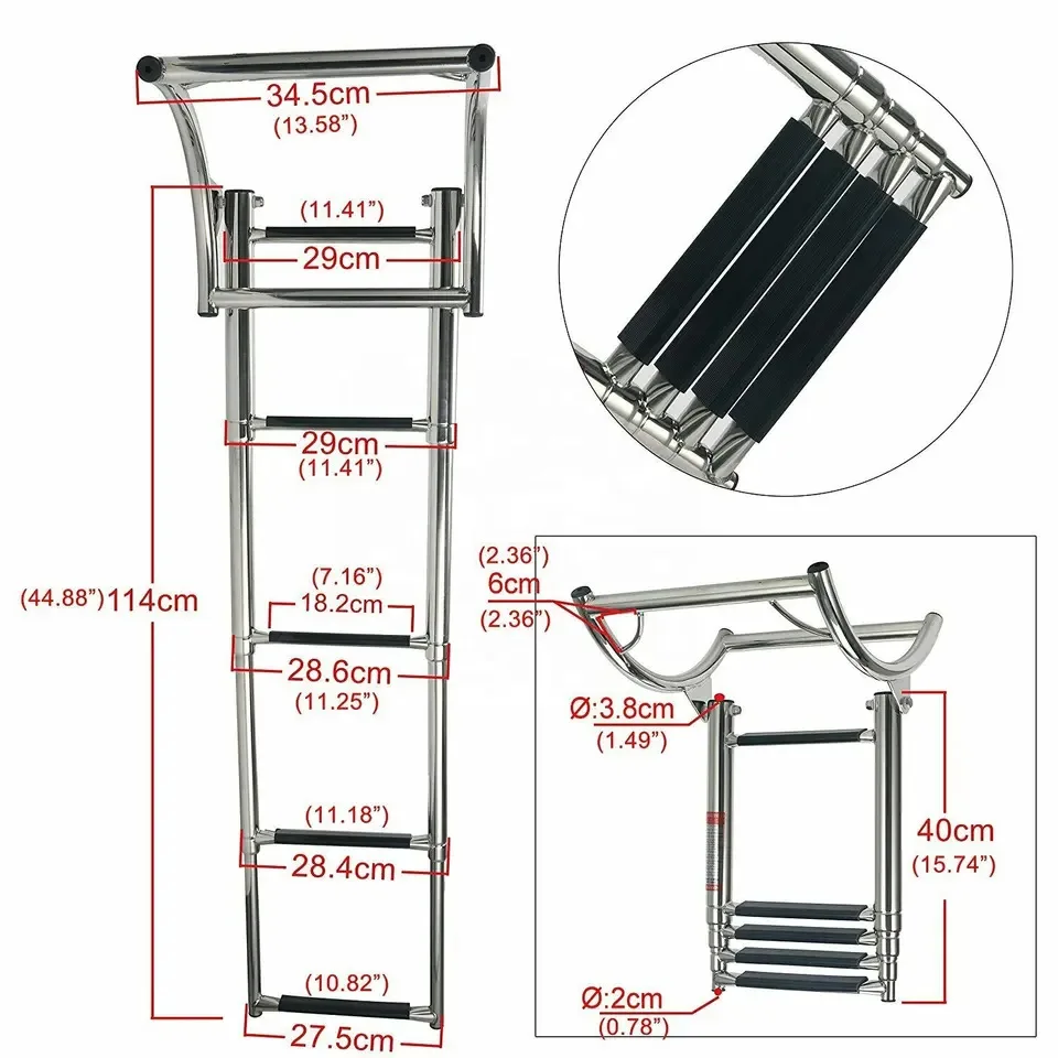 

316 stainless steel with curved escalator four , deck water ladder marine audible hardware accessories