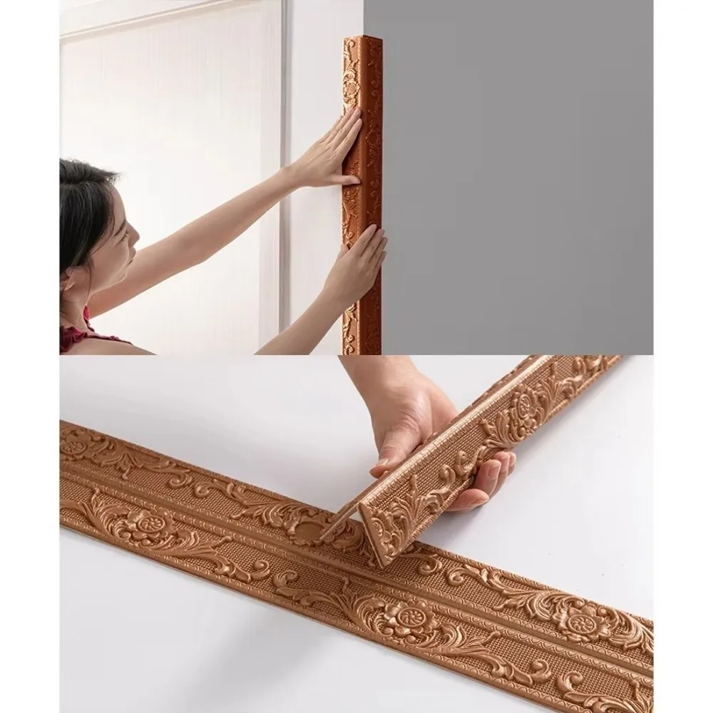 2.3 Meters/Roll Ceiling Decoration Strip 3D Foam Waterproof Wall Sticker Self-Adhesive Anti-collision Wall Trim Line