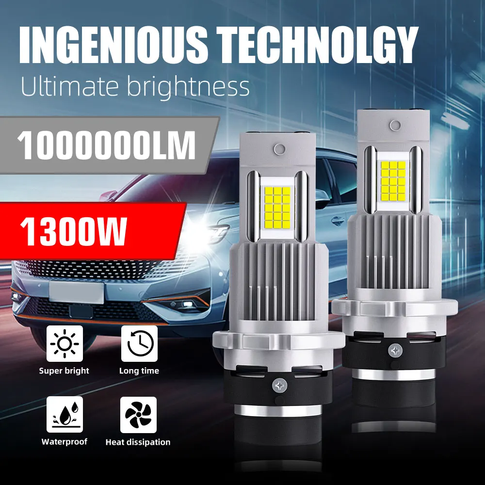 

1000000LM Mini D2S D4S LED Headlight Bulb Wireless 1300W CSP For Car Headlamp Auto Diode Lamps D2R D4R Plug & Play Turbo Led 12V