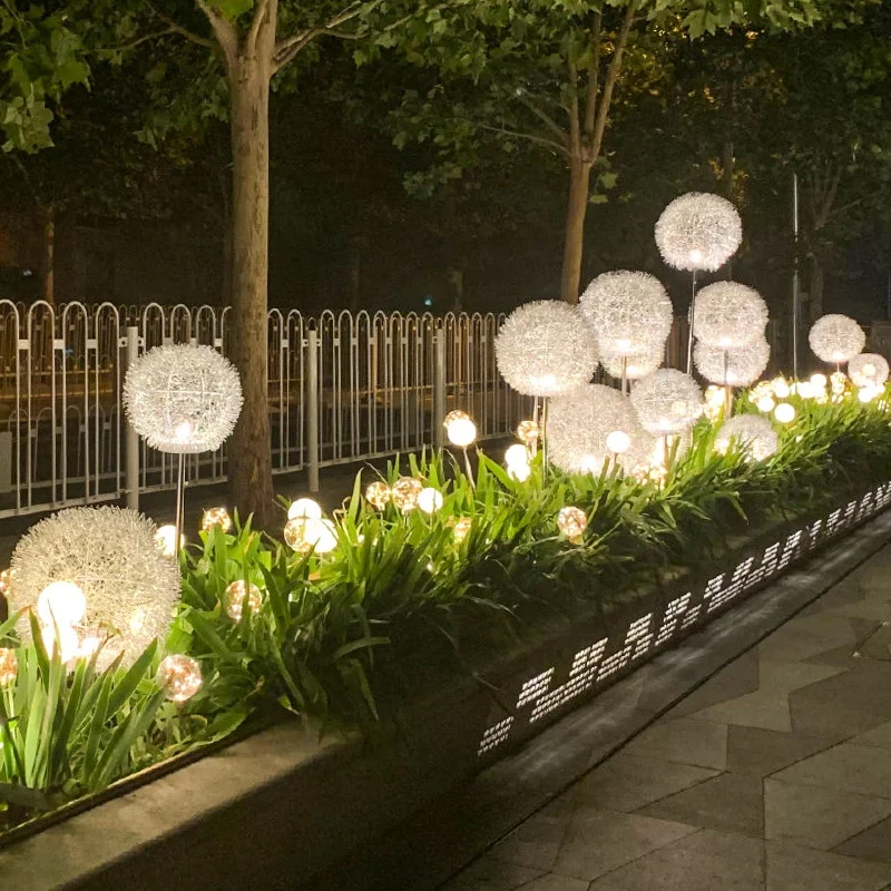 

High Quality Outdoor Waterproof Aluminum Wire Light Emitting Diode Ball Light Garden Christmas Decoration Solar Dandelion Light