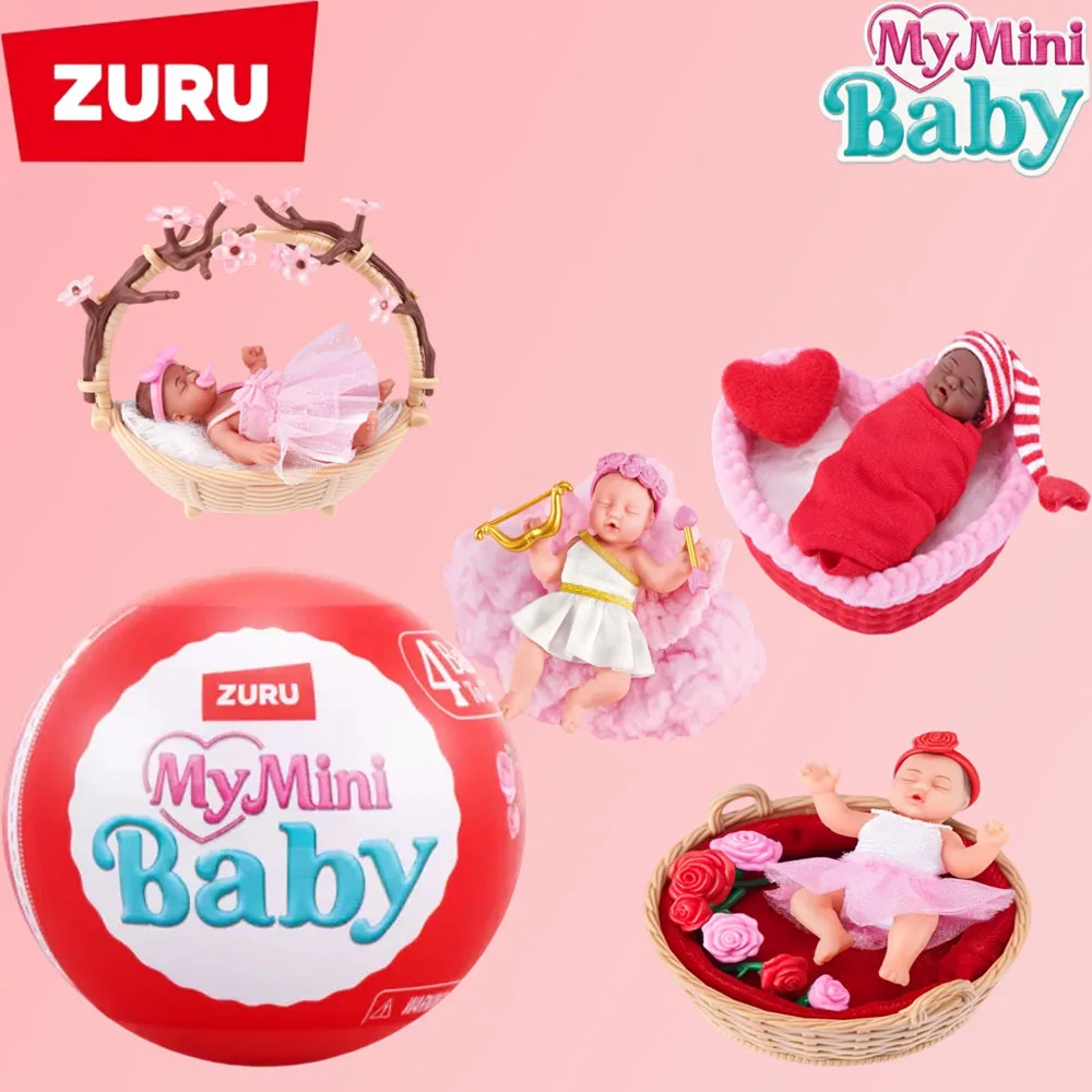 

NEW My Mini Baby Surprise Ball 4 Babies to Collect by ZURU Mini Baby Dolls Set with Cradle Blindfold Blanket Gift Toy